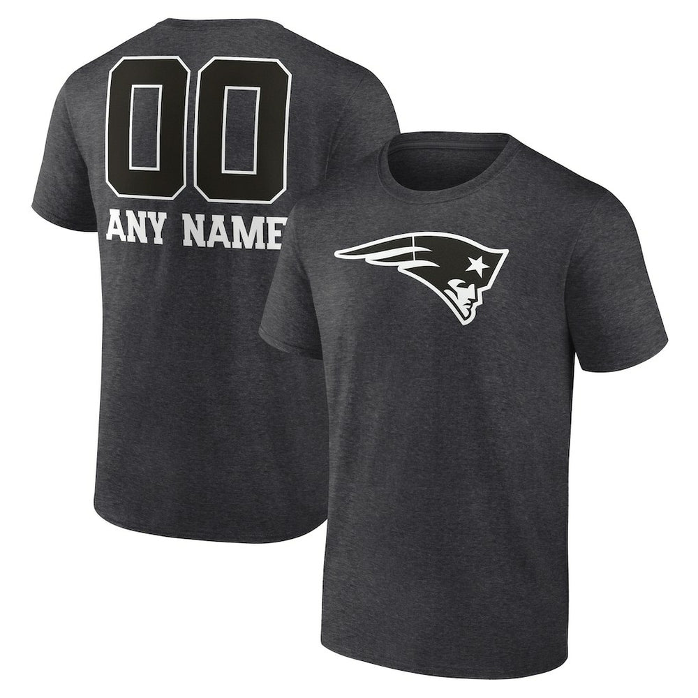 New England Patriots Personalized Name & Number Monochrome T-Shirt - Charcoal - NFL