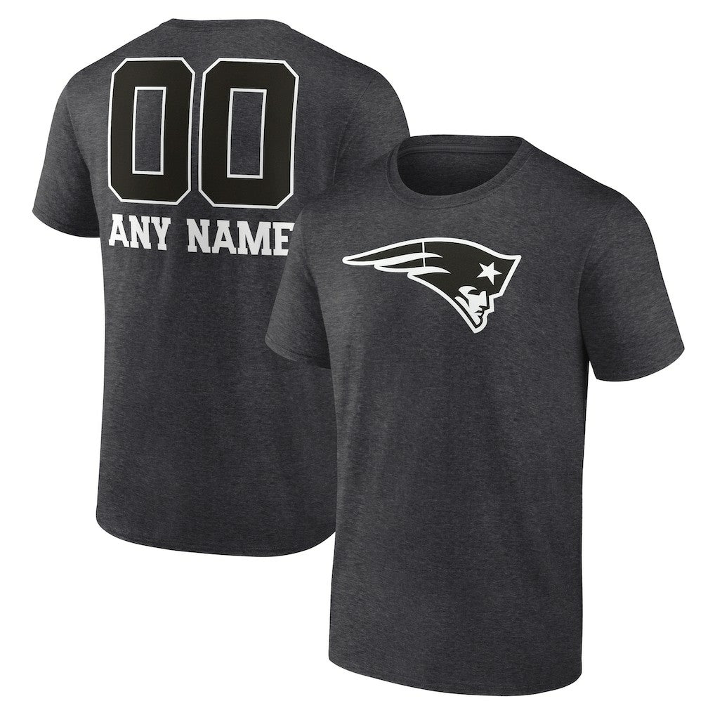 New England Patriots Personalized Name & Number Monochrome T-Shirt - Charcoal - NFL