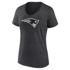 New England Patriots Women's Personalized Name & Number Monochrome V-Neck Long Sleeve T-Shirt - Charcoal - NFL