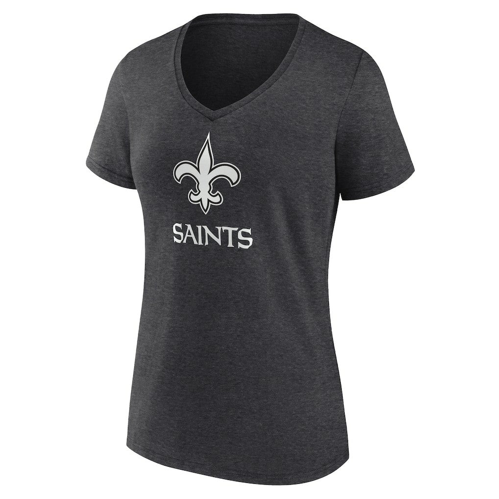 New Orleans Saints Women's Personalized Name & Number Monochrome V-Neck Long Sleeve T-Shirt - Charcoal - NFL