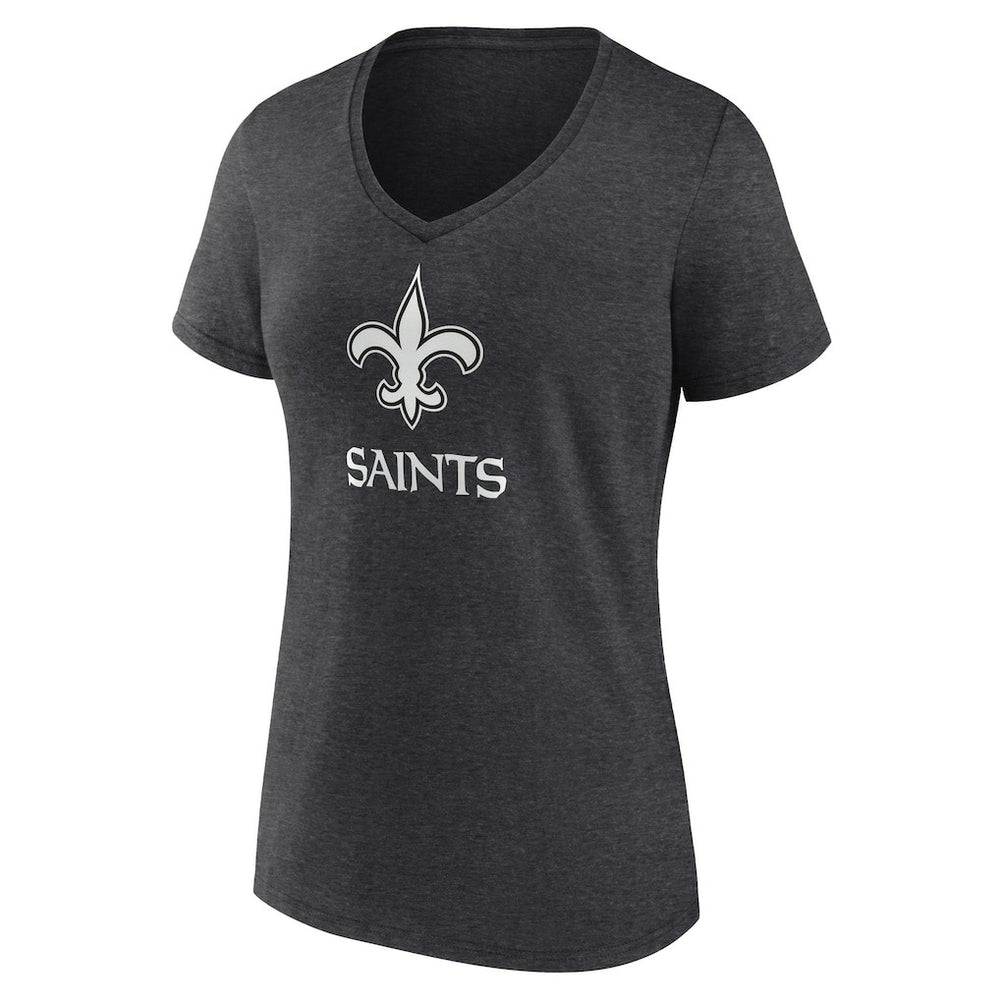 New Orleans Saints Women's Personalized Name & Number Monochrome V-Neck Long Sleeve T-Shirt - Charcoal - NFL
