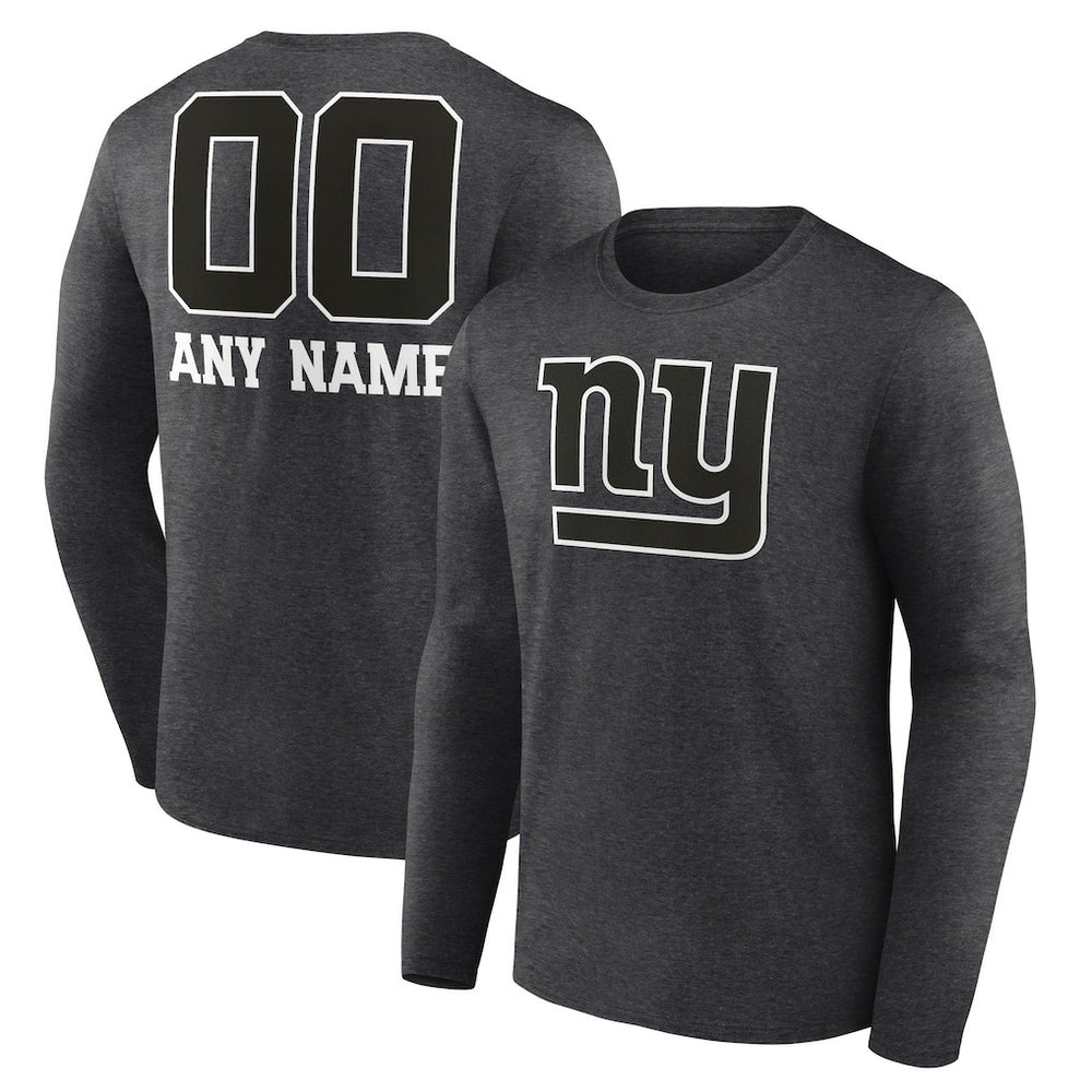 New York Giants Personalized Name & Number Monochrome Long Sleeve T-Shirt - Charcoal - NFL