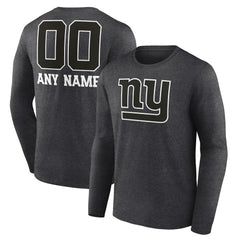 New York Giants Personalized Name & Number Monochrome Long Sleeve T-Shirt - Charcoal - NFL