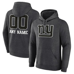 New York Giants Personalized Name & Number Monochrome Pullover Hoodie - Charcoal - NFL