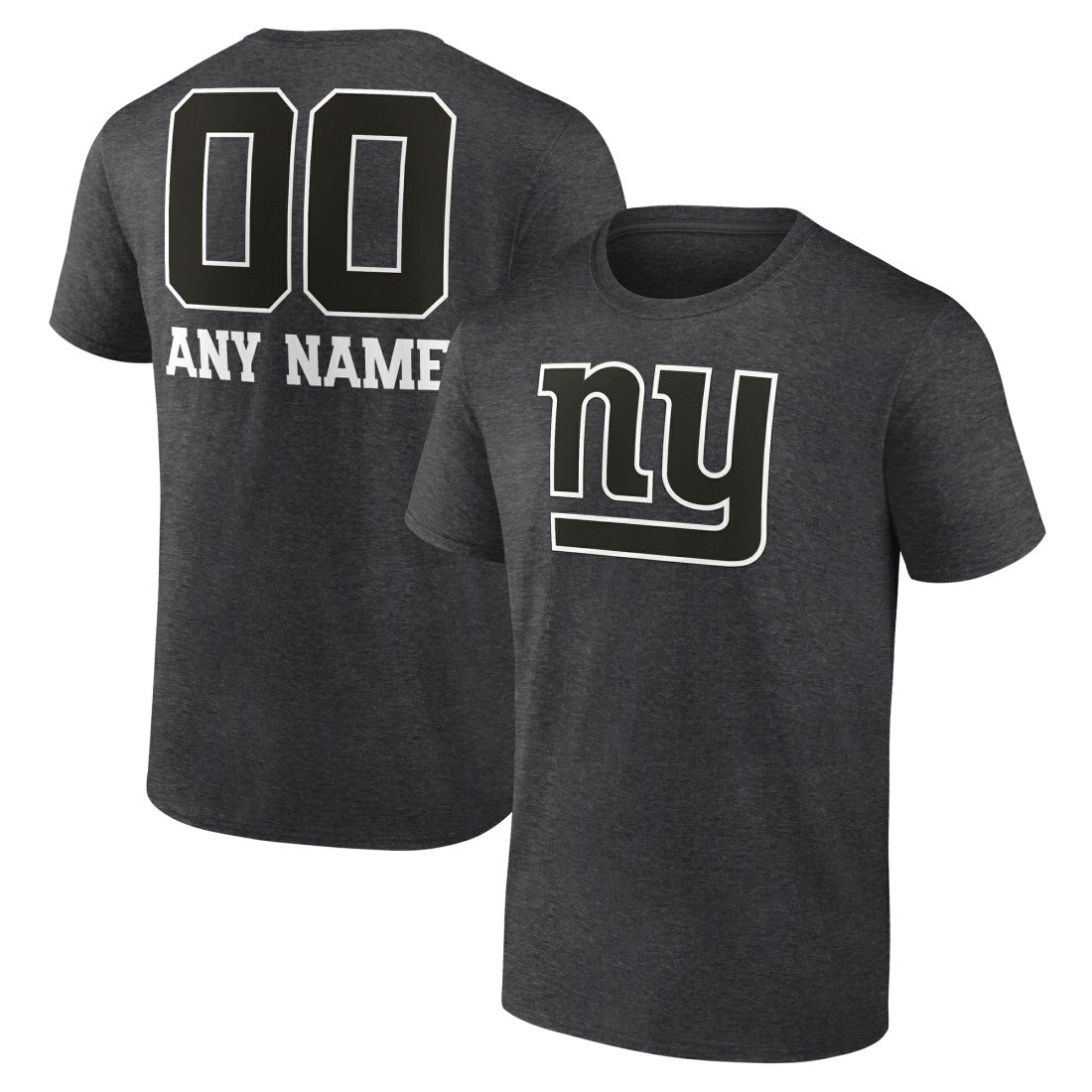 New York Giants Personalized Name & Number Monochrome T-Shirt - Charcoal - NFL