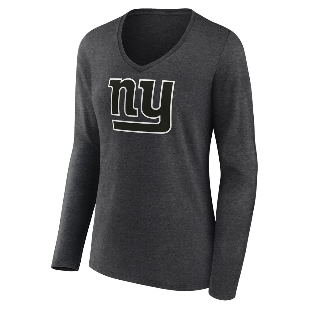 New York Giants Women's Personalized Name & Number Monochrome V-neck T-Shirt - Charcoal - NFL