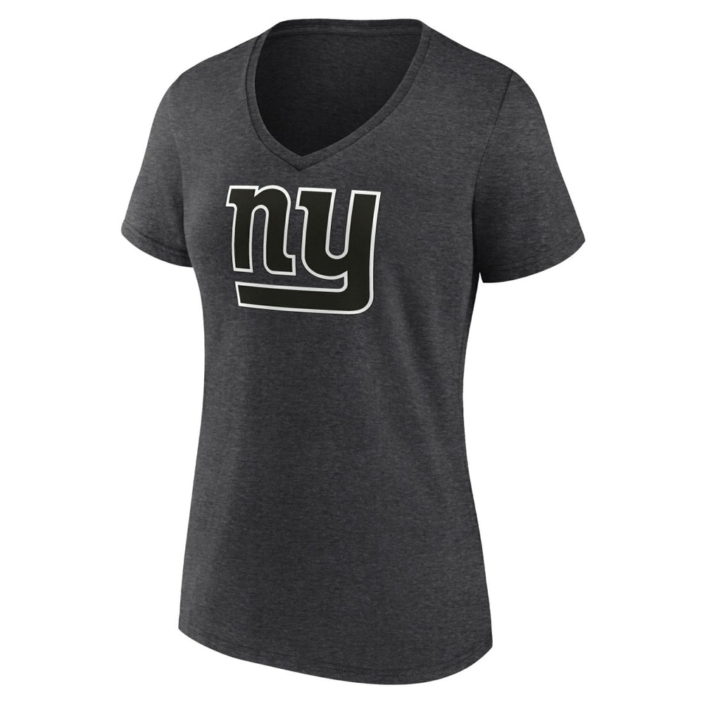 New York Giants Women's Personalized Name & Number Monochrome V-Neck Long Sleeve T-Shirt - Charcoal - NFL