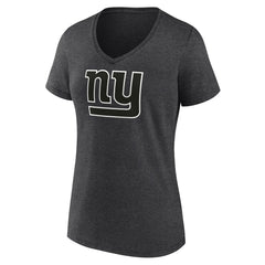 New York Giants Women's Personalized Name & Number Monochrome V-Neck Long Sleeve T-Shirt - Charcoal - NFL