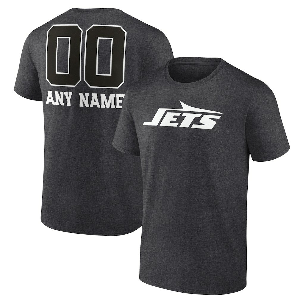New York Jets Personalized Name & Number Monochrome T-Shirt - Charcoal - NFL