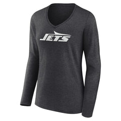 New York Jets Women's Personalized Name & Number Monochrome V-neck T-Shirt - Charcoal - NFL