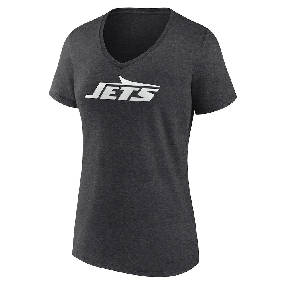 New York Jets Women's Personalized Name & Number Monochrome V-Neck Long Sleeve T-Shirt - Charcoal - NFL