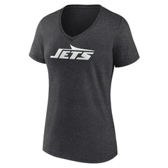 New York Jets Women's Personalized Name & Number Monochrome V-Neck Long Sleeve T-Shirt - Charcoal - NFL
