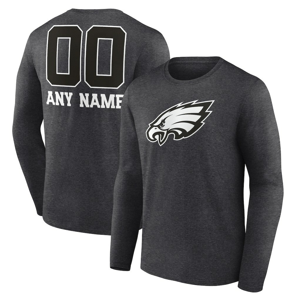 Philadelphia Eagles Personalized Name & Number Monochrome Long Sleeve T-Shirt - Charcoal - NFL