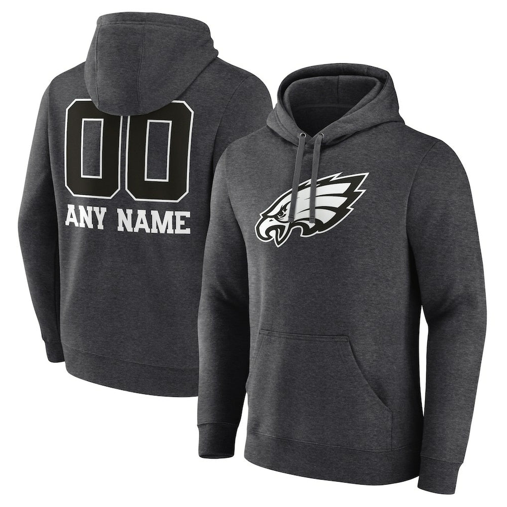 Philadelphia Eagles Personalized Name & Number Monochrome Pullover Hoodie - Charcoal - NFL