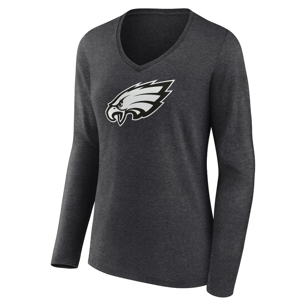 Philadelphia Eagles Women's Personalized Name & Number Monochrome V-neck T-Shirt - Charcoal - NFL