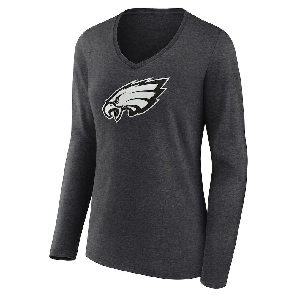 Philadelphia Eagles Women's Personalized Name & Number Monochrome V-neck T-Shirt - Charcoal - NFL