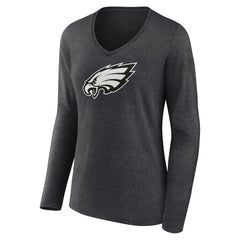 Philadelphia Eagles Women's Personalized Name & Number Monochrome V-neck T-Shirt - Charcoal - NFL
