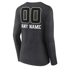 Philadelphia Eagles Women's Personalized Name & Number Monochrome V-neck T-Shirt - Charcoal - NFL