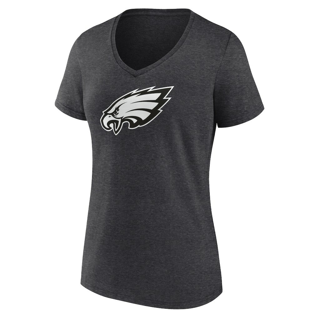 Philadelphia Eagles Women's Personalized Name & Number Monochrome V-Neck Long Sleeve T-Shirt - Charcoal - NFL