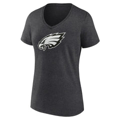Philadelphia Eagles Women's Personalized Name & Number Monochrome V-Neck Long Sleeve T-Shirt - Charcoal - NFL