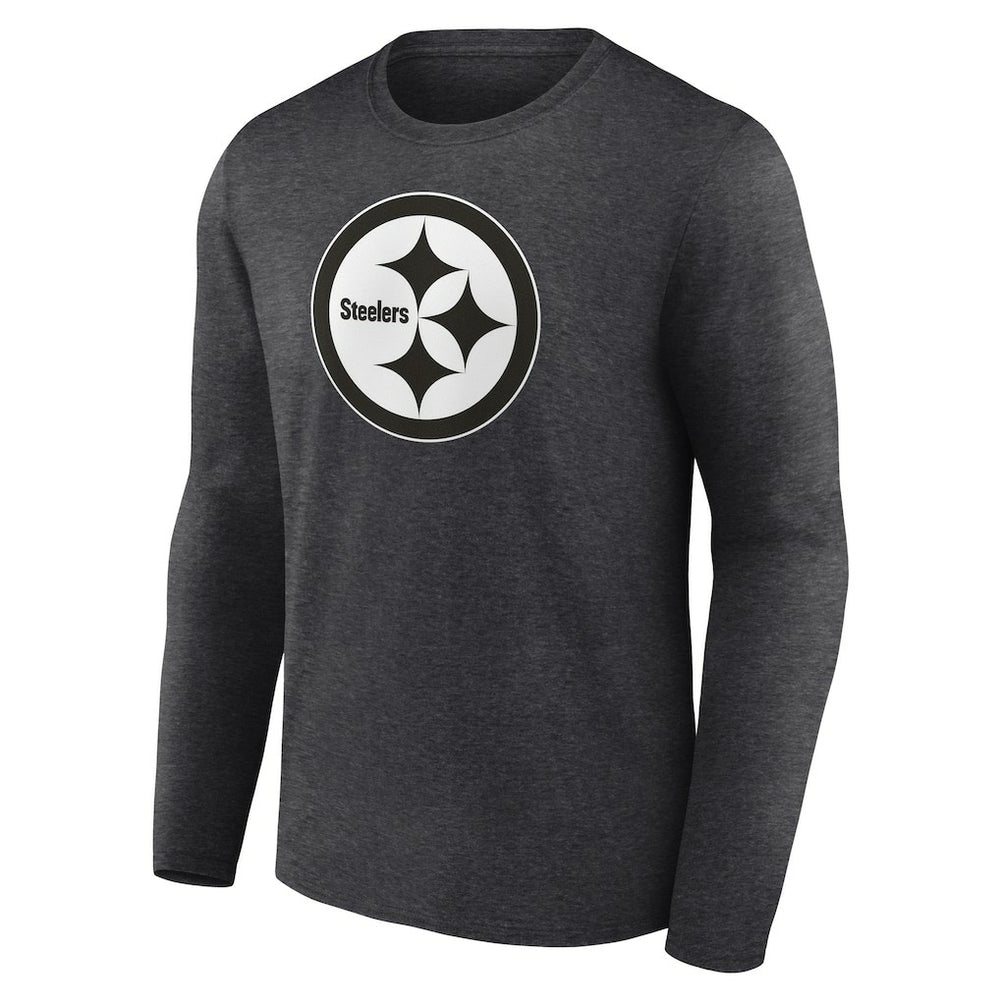 Pittsburgh Steelers Personalized Name & Number Monochrome Long Sleeve T-Shirt - Charcoal - NFL