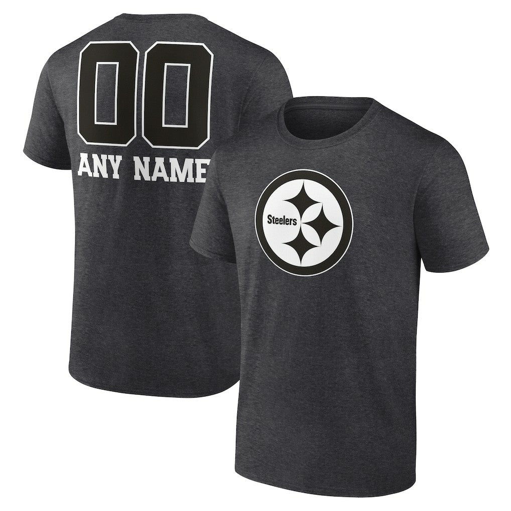 Pittsburgh Steelers Personalized Name & Number Monochrome T-Shirt - Charcoal - NFL