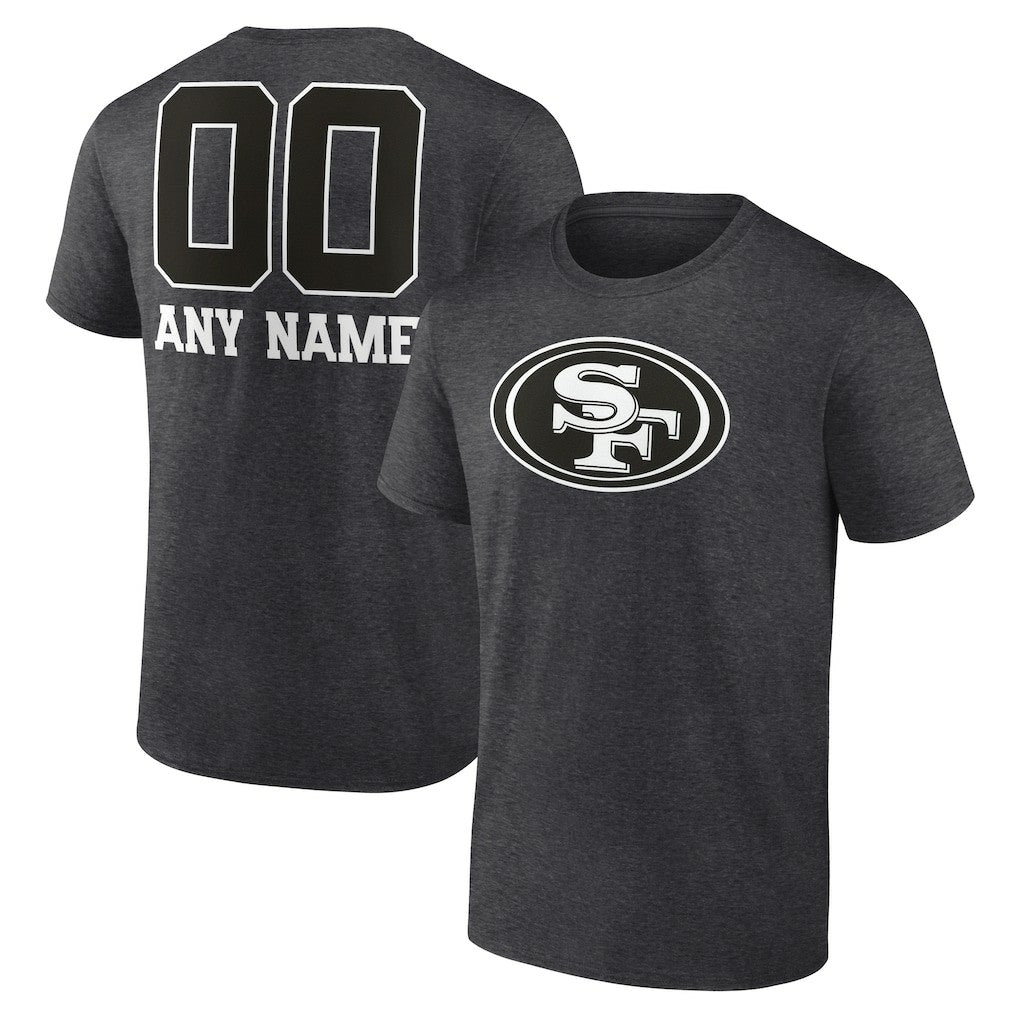 San Francisco 49ers Personalized Name & Number Monochrome T-Shirt - Charcoal - NFL