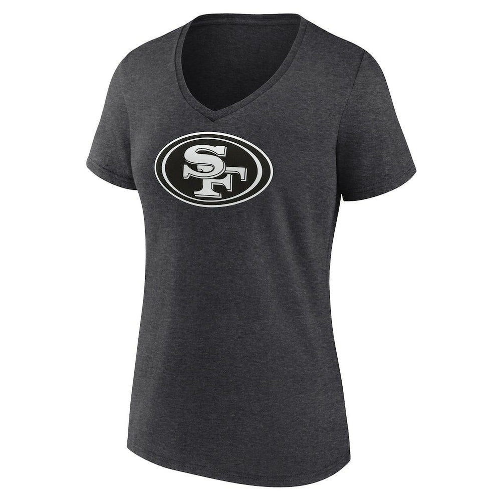 San Francisco 49ers Women's Personalized Name & Number Monochrome V-Neck Long Sleeve T-Shirt - Charcoal - NFL
