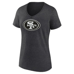 San Francisco 49ers Women's Personalized Name & Number Monochrome V-Neck Long Sleeve T-Shirt - Charcoal - NFL