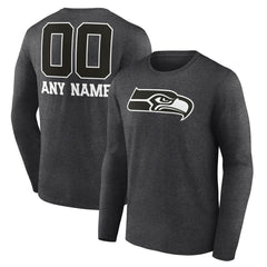 Seattle Seahawks Personalized Name & Number Monochrome Long Sleeve T-Shirt - Charcoal - NFL