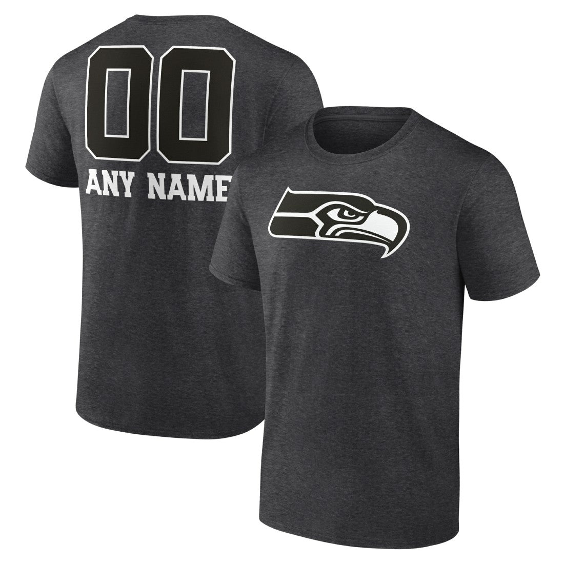 Seattle Seahawks Personalized Name & Number Monochrome T-Shirt - Charcoal - NFL