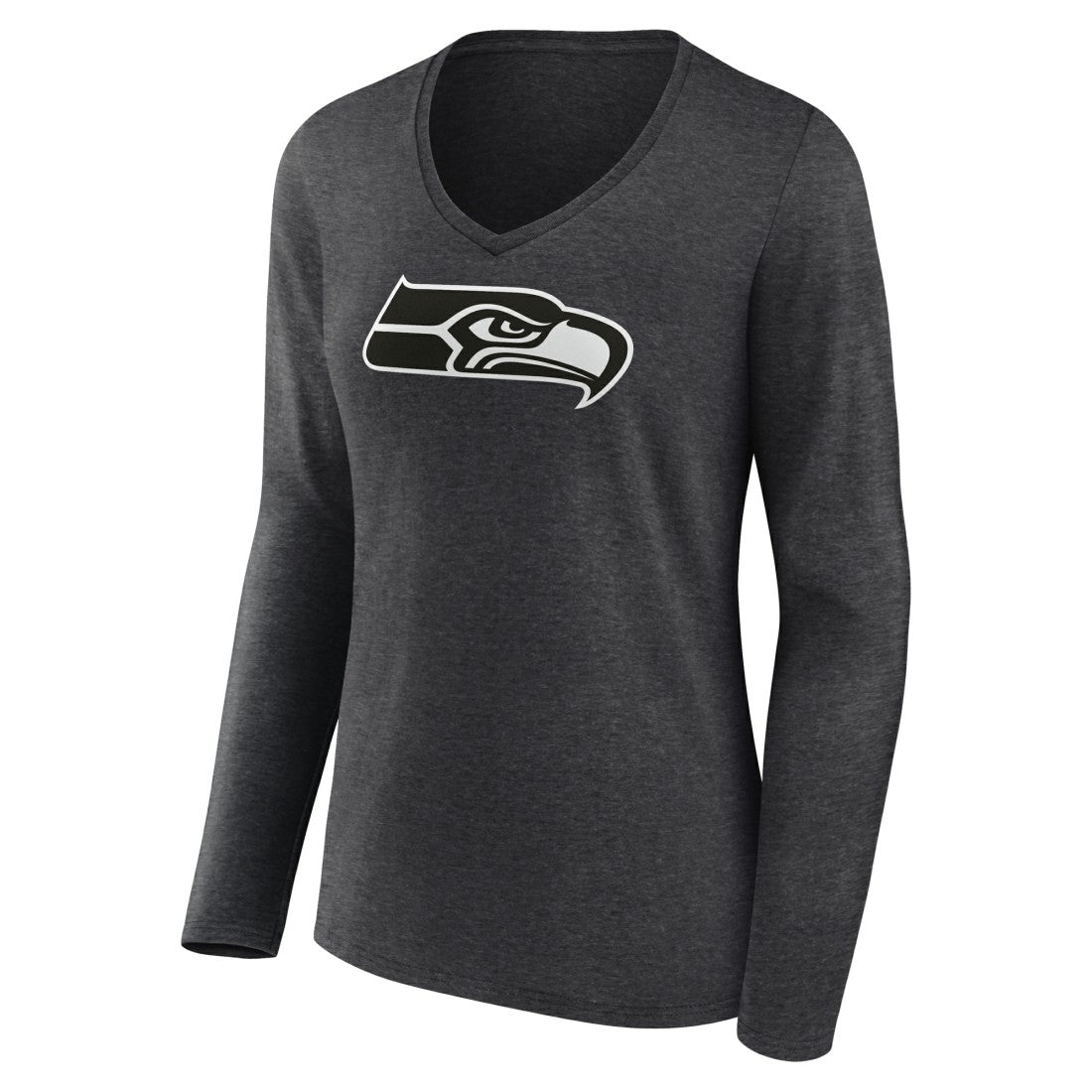 Seattle Seahawks Women's Personalized Name & Number Monochrome V-neck T-Shirt - Charcoal - NFL
