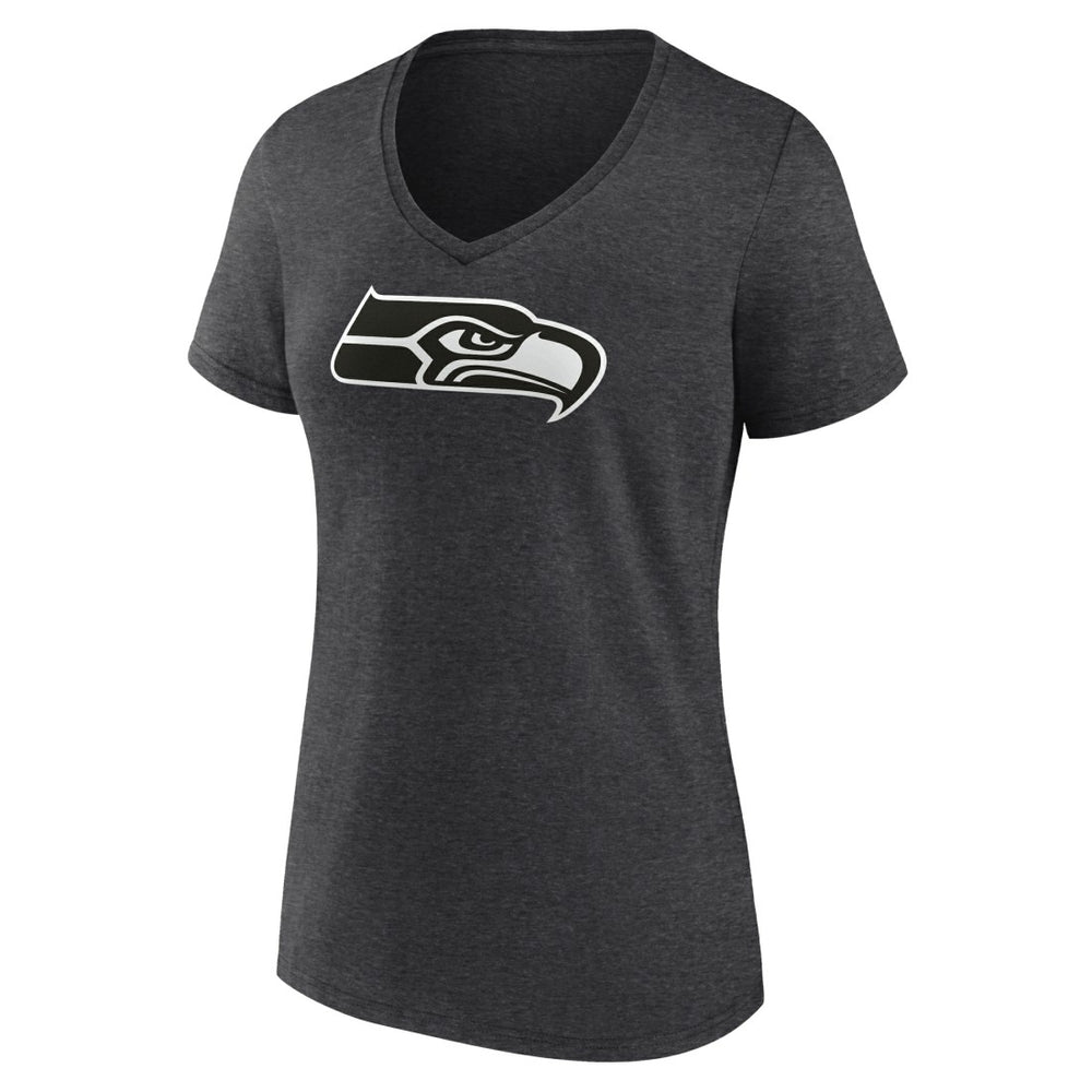 Seattle Seahawks Women's Personalized Name & Number Monochrome V-Neck Long Sleeve T-Shirt - Charcoal - NFL