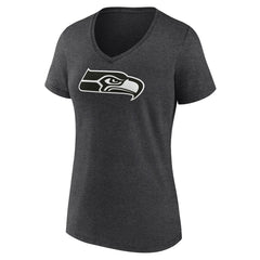 Seattle Seahawks Women's Personalized Name & Number Monochrome V-Neck Long Sleeve T-Shirt - Charcoal - NFL