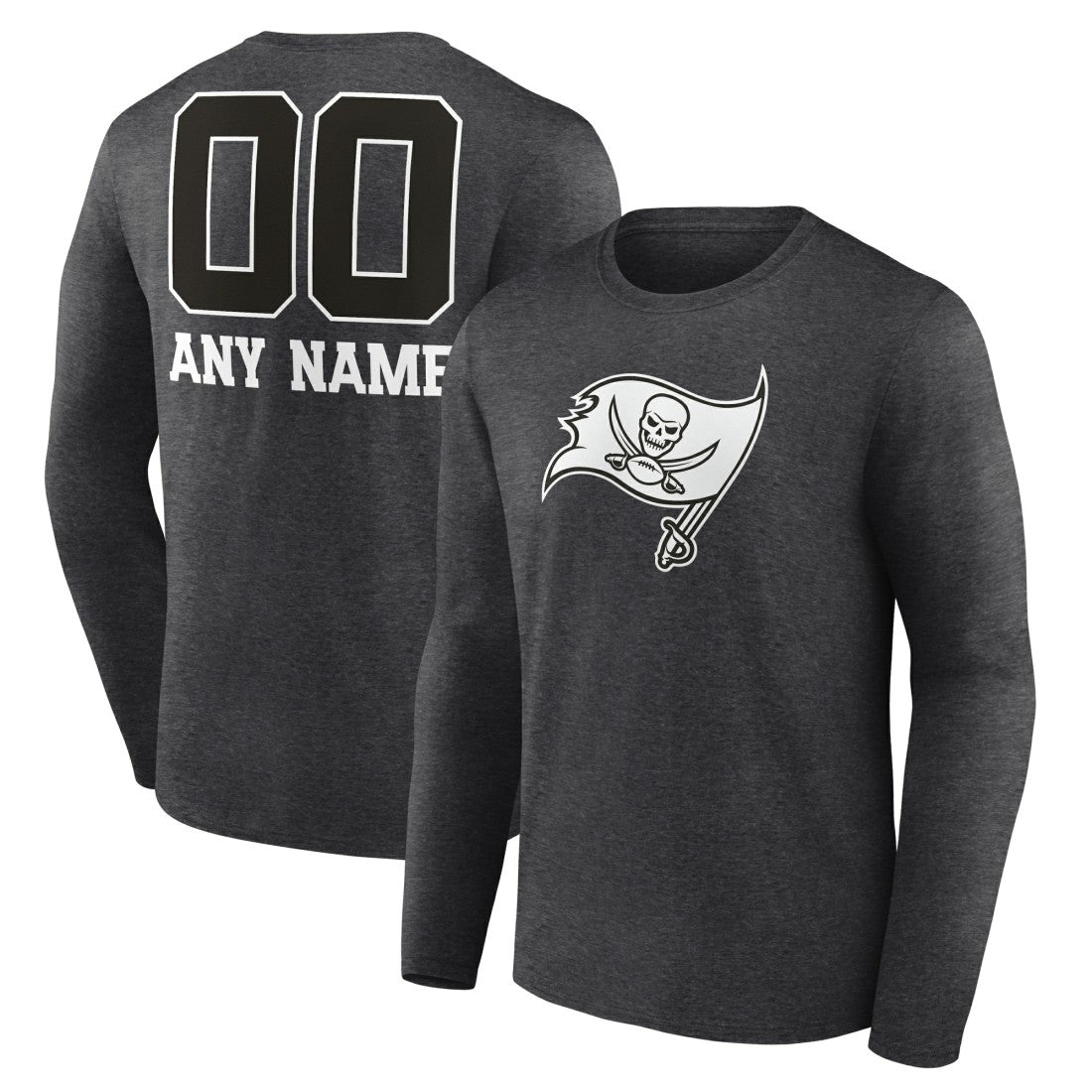 Tampa Bay Buccaneers Personalized Name & Number Monochrome Long Sleeve T-Shirt - Charcoal - NFL