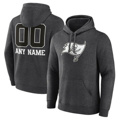 Tampa Bay Buccaneers Personalized Name & Number Monochrome Pullover Hoodie - Charcoal - NFL