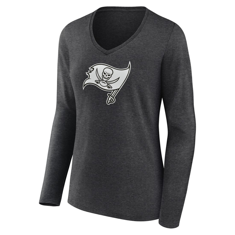 Tampa Bay Buccaneers Women's Personalized Name & Number Monochrome V-neck T-Shirt - Charcoal - NFL