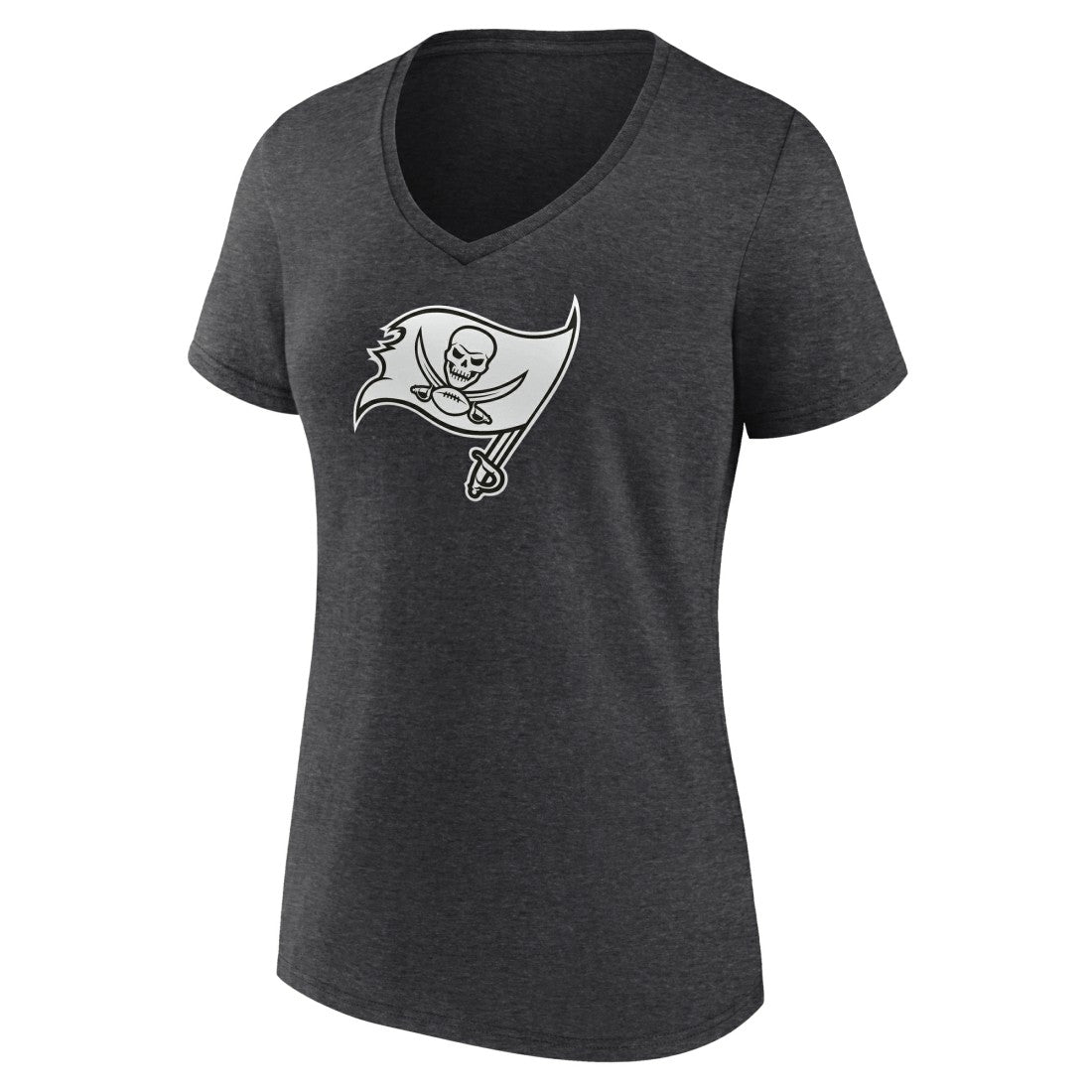 Tampa Bay Buccaneers Women's Personalized Name & Number Monochrome V-Neck Long Sleeve T-Shirt - Charcoal - NFL