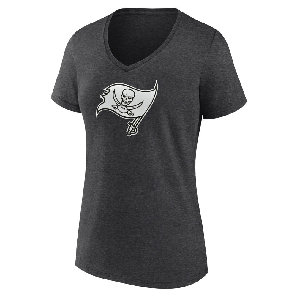 Tampa Bay Buccaneers Women's Personalized Name & Number Monochrome V-Neck Long Sleeve T-Shirt - Charcoal - NFL