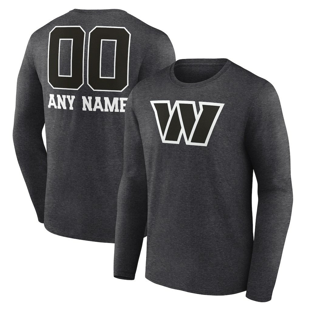 Washington Commanders Personalized Name & Number Monochrome Long Sleeve T-Shirt - Charcoal - NFL