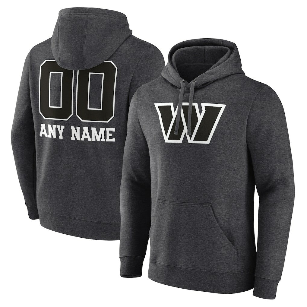 Washington Commanders Personalized Name & Number Monochrome Pullover Hoodie - Charcoal - NFL