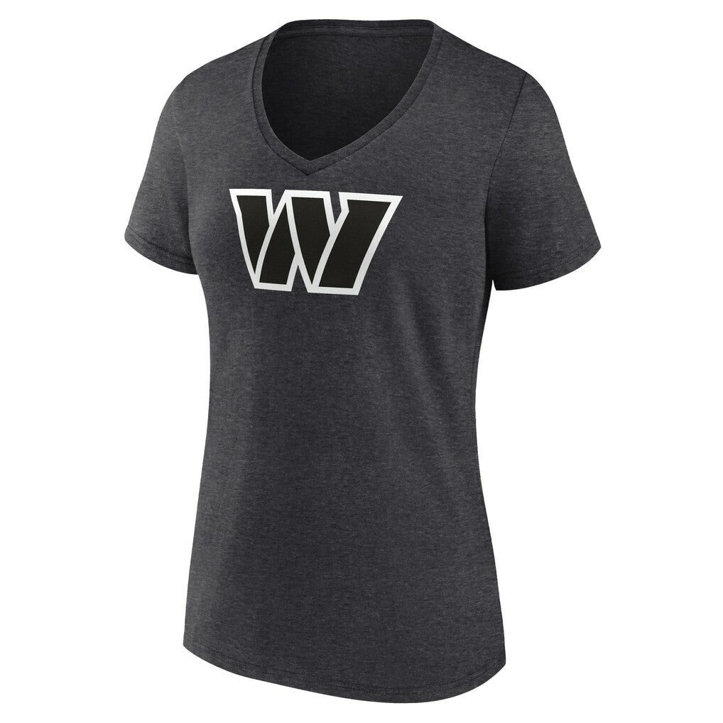 Washington Commanders Women's Personalized Name & Number Monochrome V-Neck Long Sleeve T-Shirt - Charcoal - NFL