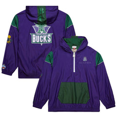 Mitchell & Ness Milwaukee Bucks Unisex Hardwood Classics Team OG 3.0 Anorak Half-Zip Windbreaker Jacket Purple