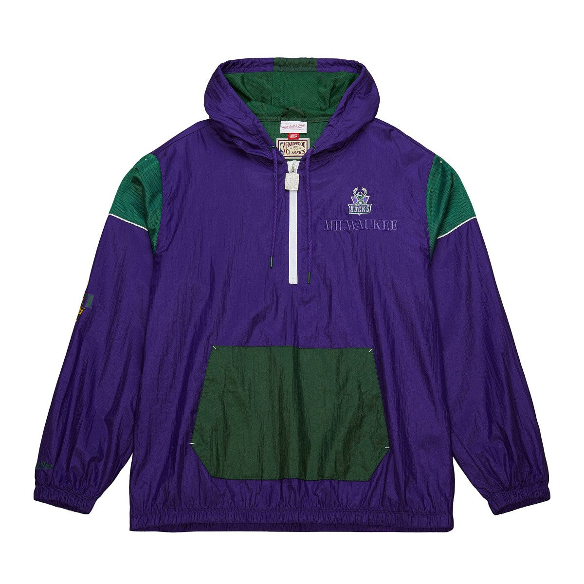 Mitchell & Ness Milwaukee Bucks Unisex Hardwood Classics Team OG 3.0 Anorak Half-Zip Windbreaker Jacket Purple