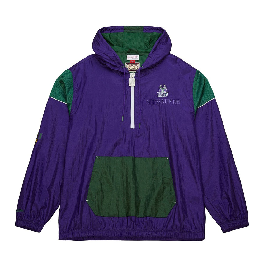 Mitchell & Ness Milwaukee Bucks Unisex Hardwood Classics Team OG 3.0 Anorak Half-Zip Windbreaker Jacket Purple
