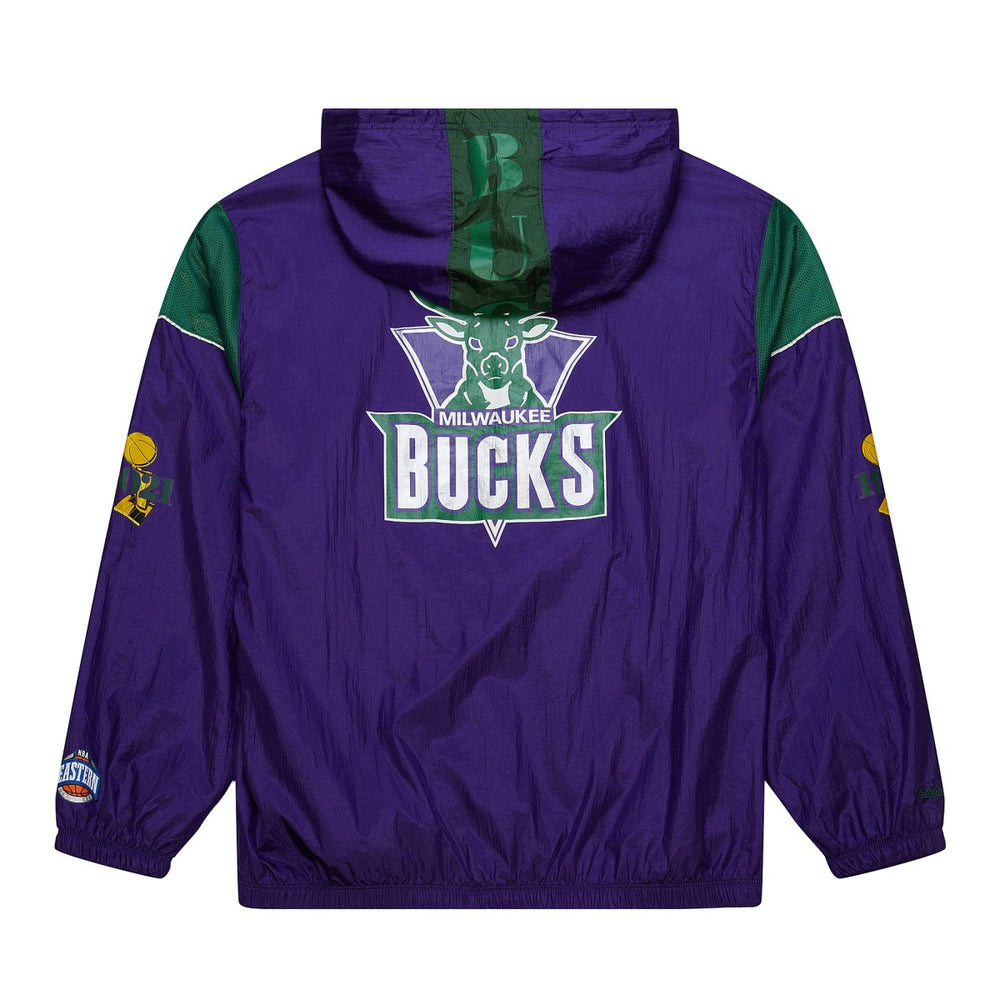 Mitchell & Ness Milwaukee Bucks Unisex Hardwood Classics Team OG 3.0 Anorak Half-Zip Windbreaker Jacket Purple