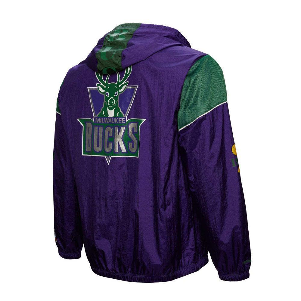 Mitchell & Ness Milwaukee Bucks Unisex Hardwood Classics Team OG 3.0 Anorak Half-Zip Windbreaker Jacket Purple