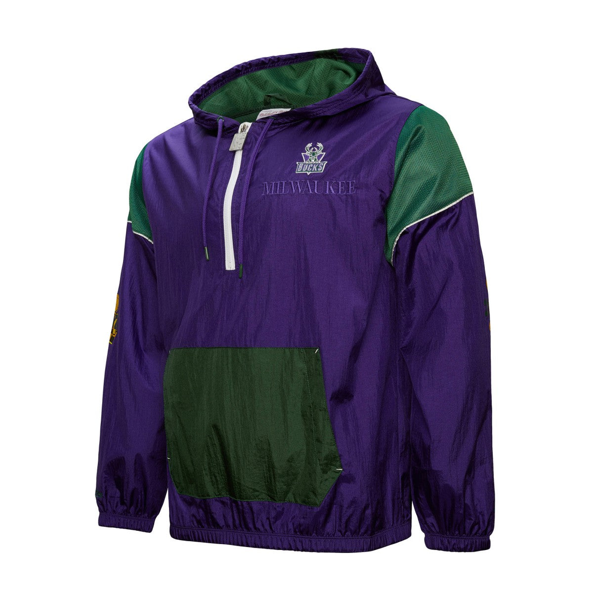 Mitchell & Ness Milwaukee Bucks Unisex Hardwood Classics Team OG 3.0 Anorak Half-Zip Windbreaker Jacket Purple