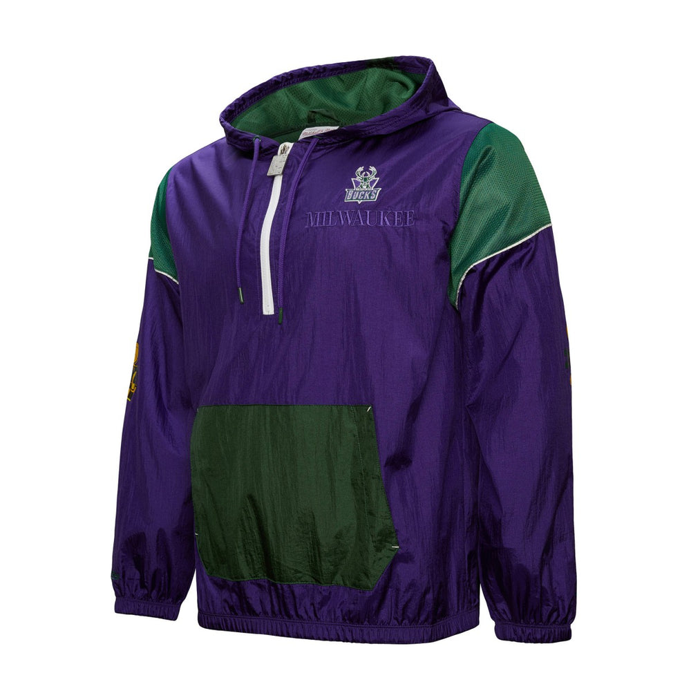 Mitchell & Ness Milwaukee Bucks Unisex Hardwood Classics Team OG 3.0 Anorak Half-Zip Windbreaker Jacket Purple