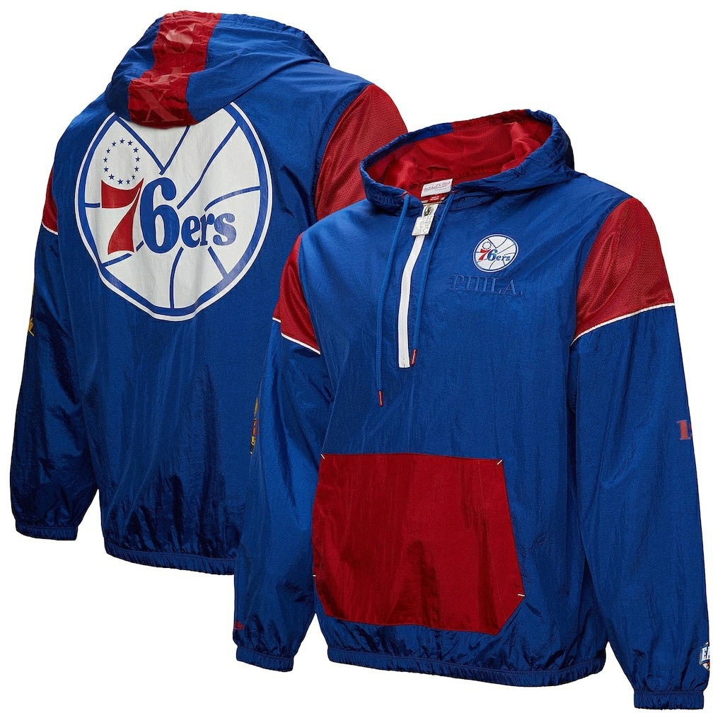 Mitchell & Ness Philadelphia 76ers Unisex Hardwood Classics Team OG 3.0 Anorak Half-Zip Windbreaker Jacket Royal